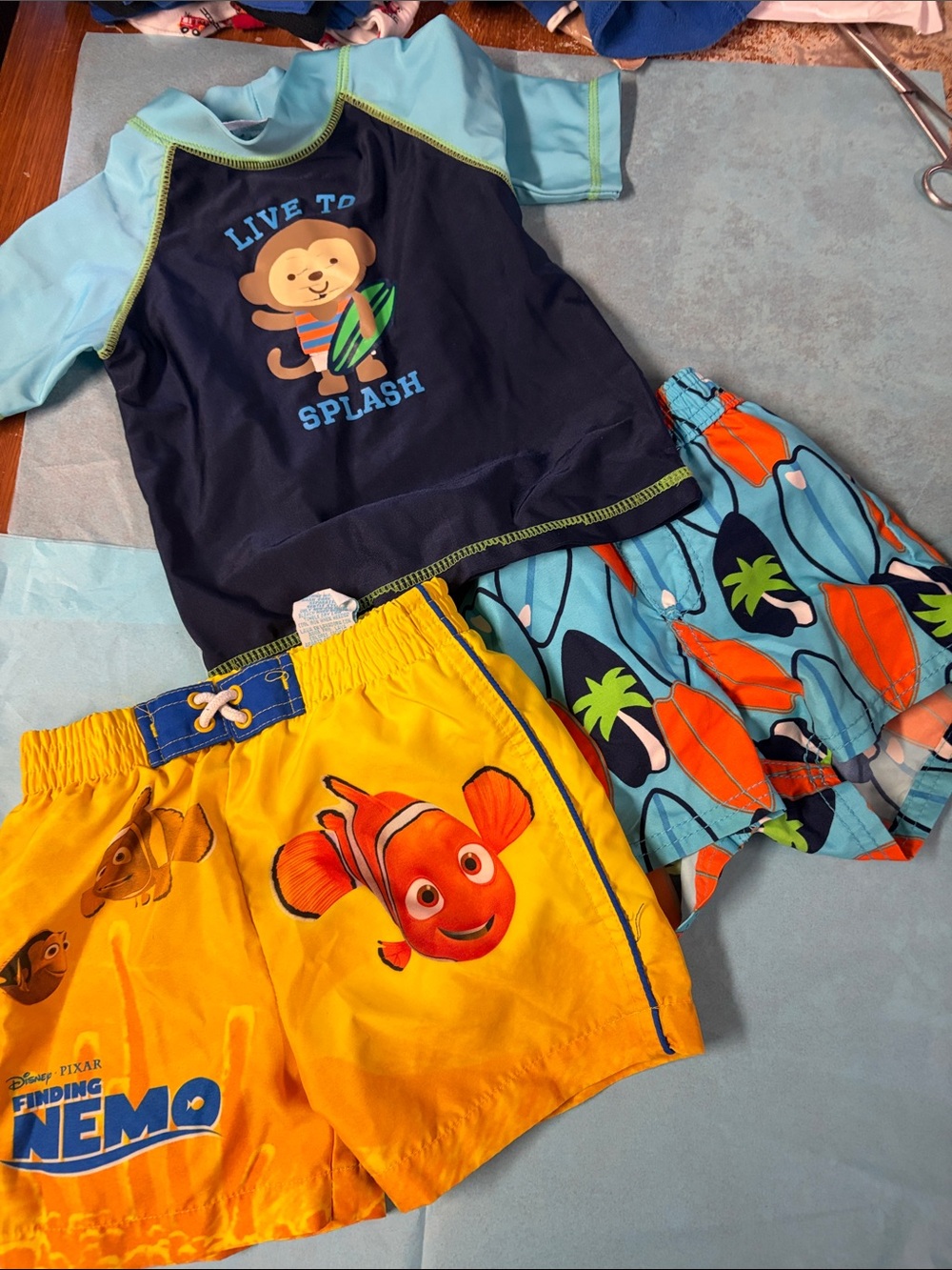 Carter's Navy & Light Blue 'Live to Splash' Monkey Rash Guard